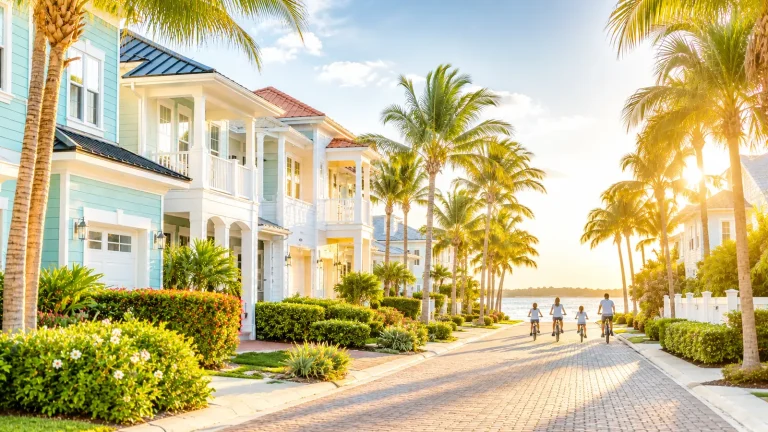 Palm-lined Florida coastal street