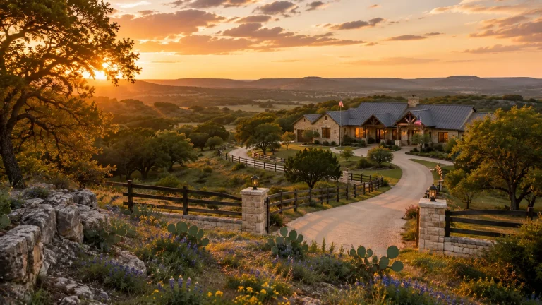 Texas Hill Country ranch at sunset