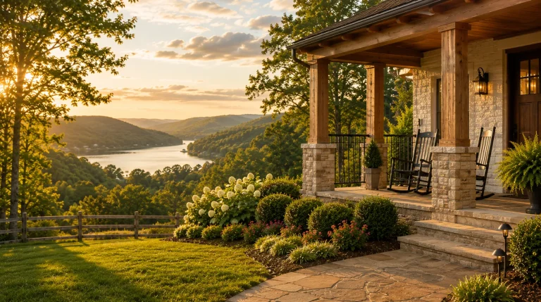 Tennessee lake and rolling hills at sunset